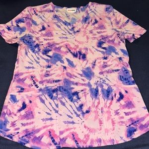 Tie dye scrub top